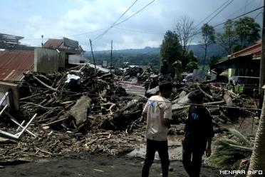 Lokasi banjir Galodo di nagari Bukik Batabuah Kabupaten...