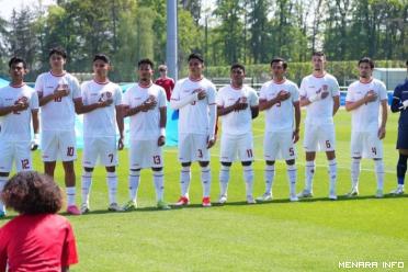 Skuad Timnas U23 Indonesia ketika berhadapan Guinea (Foto: ...